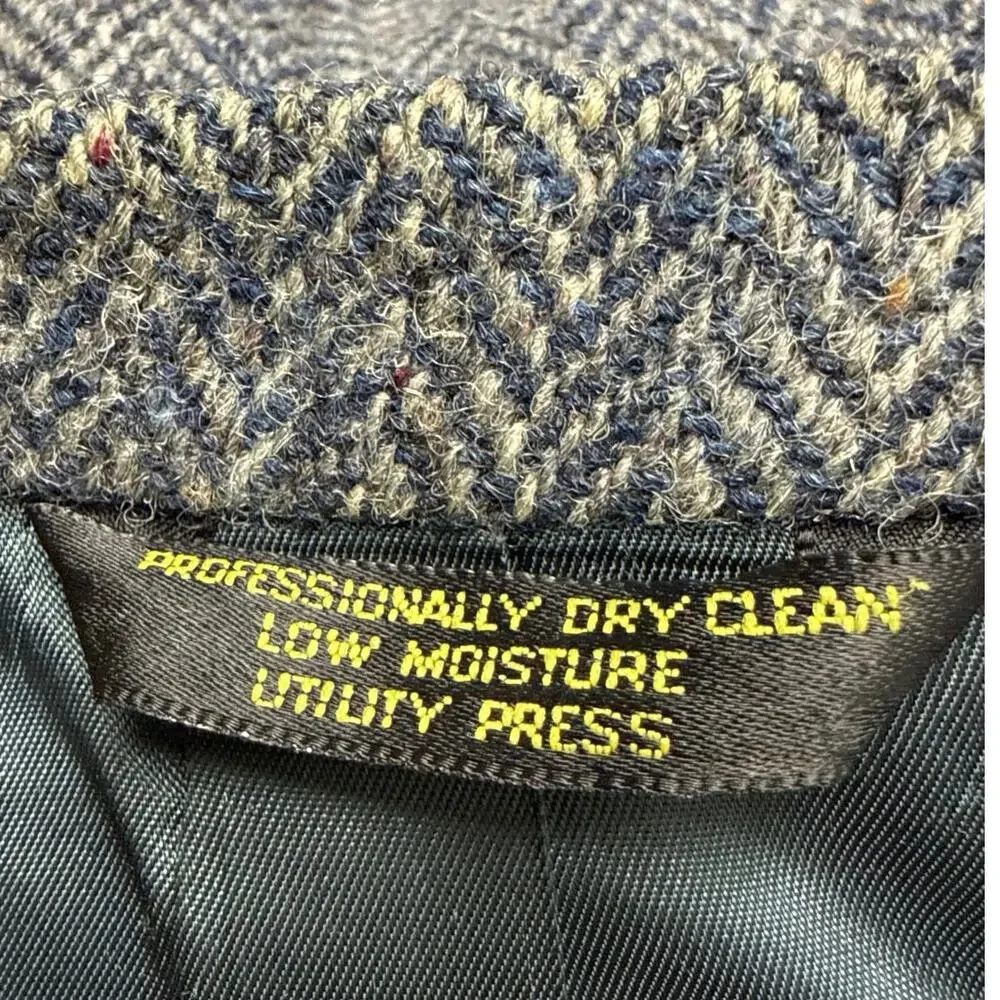 Harris Tweed Mens Scottish Wool Blazer Jacket Size 38/40 Blue Beige Herringbone